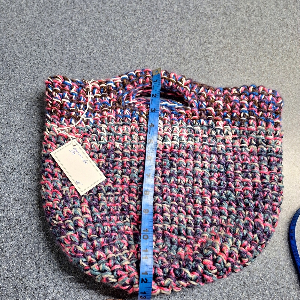 Handmade Multicolor Boho Knit Tote Bag, NWT - Picture 9 of 9
